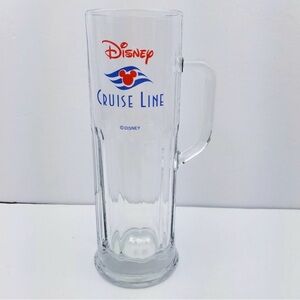 Disney Cruise Line Clear Glass Beer Mug with Red & Blue Logo 9inches
